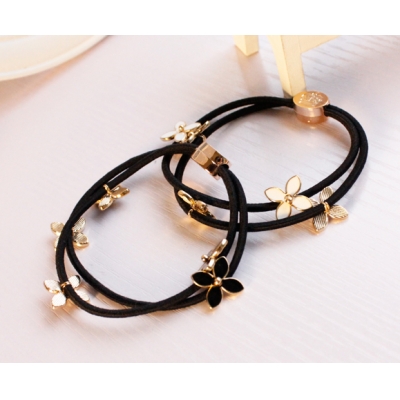 Alloy four-leaf clover flower rubber band hair band